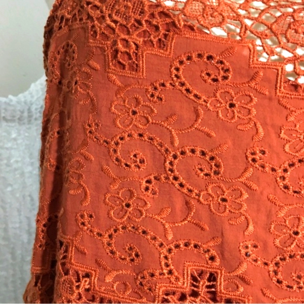 Free People Rust Orange Lace Tiered Slip Dress - Picture 10 of 13